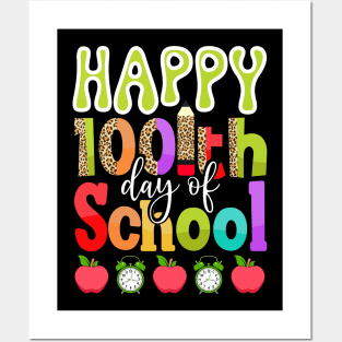 Cute 100th Day Of School 100 Days Leopard Rainbow Boys Girls Posters and Art